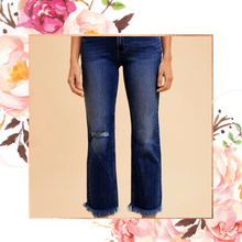 Load image into Gallery viewer, Dark Straight Leg Frayed Hem Jeans
