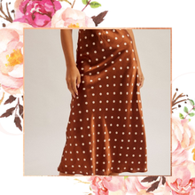 Load image into Gallery viewer, Polka Dot Satin Midi Skirt