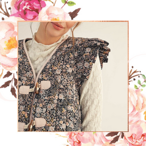 Ruffle Cap Sleeve Floral Quilted Vest
