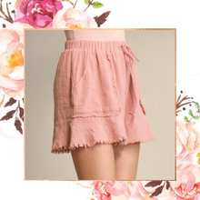 Load image into Gallery viewer, Dusty Rose Flutter Hem Cotton Gauze Shorts