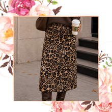 Load image into Gallery viewer, Leopard Satin Midi Skirt
