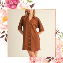 Load image into Gallery viewer, Scalloped Suede Button Down Dress
