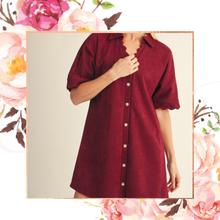 Load image into Gallery viewer, Scalloped Suede Button Down Dress
