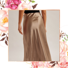 Load image into Gallery viewer, Deep Champagne Satin Midi Skirt