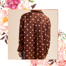 Load image into Gallery viewer, Polka Dot Satin Button Down Blouse