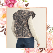 Load image into Gallery viewer, Ruffle Cap Sleeve Floral Quilted Vest