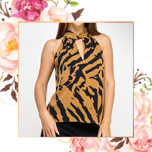 Tiger Print Halter Top