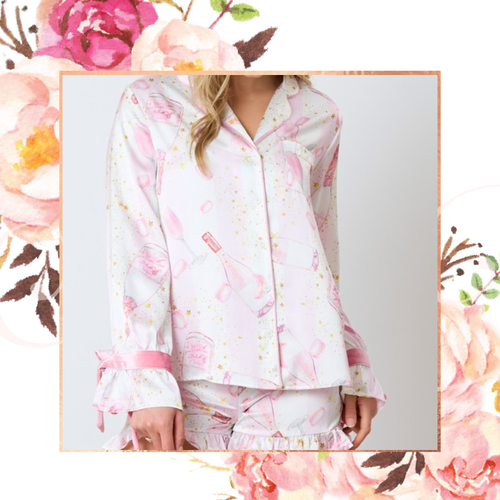 Pop the Bubbly Satin PJ Set