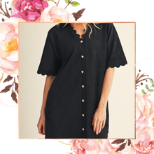 Load image into Gallery viewer, Scalloped Suede Button Down Dress