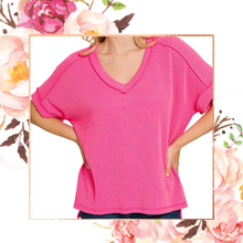 Load image into Gallery viewer, Ribbed Hi-Low V-Neck Top