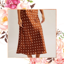 Load image into Gallery viewer, Polka Dot Satin Midi Skirt