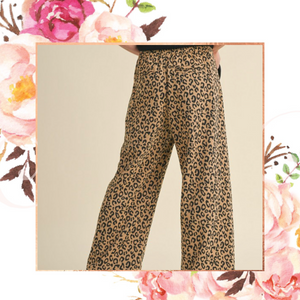 Leopard Print Wide Leg Trousers