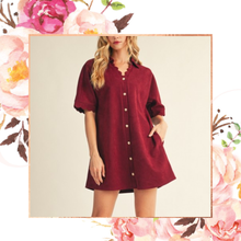 Load image into Gallery viewer, Scalloped Suede Button Down Dress