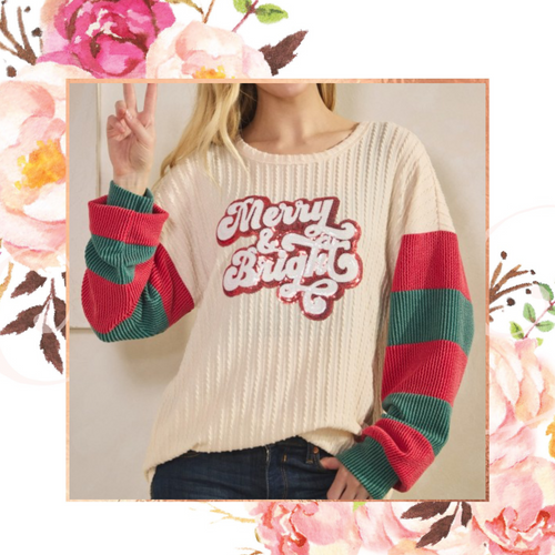 Merry & Bright Sequin Colorblock Pullover