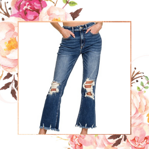 Distressed Knee & Hem Jeans