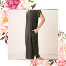 Load image into Gallery viewer, Charcoal Ribbed Midi Dress