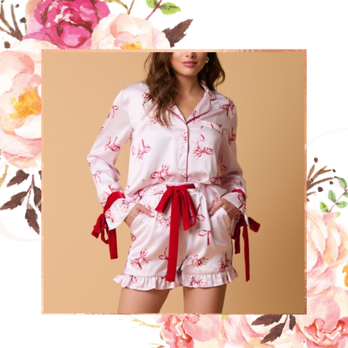 Wrapped in a Bow Satin PJ Set