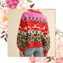 Load image into Gallery viewer, Colorblock Leopard Jacquard Sweater