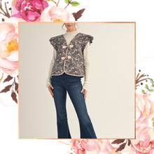 Load image into Gallery viewer, Ruffle Cap Sleeve Floral Quilted Vest