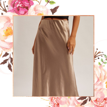 Load image into Gallery viewer, Deep Champagne Satin Midi Skirt
