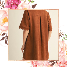 Load image into Gallery viewer, Scalloped Suede Button Down Dress