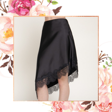 Load image into Gallery viewer, Asymmetrical Lace Trim Midi Skirt