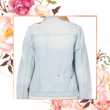 Load image into Gallery viewer, Light Distressed Denim Jacket