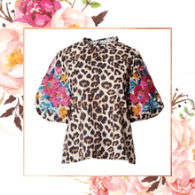 Load image into Gallery viewer, Floral Embroidered Leopard Blouse