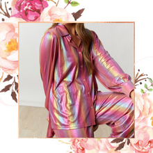 Load image into Gallery viewer, Mardi Gras Iridescent Button Down Top