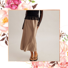 Load image into Gallery viewer, Deep Champagne Satin Midi Skirt