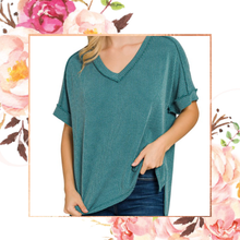 Load image into Gallery viewer, Ribbed Hi-Low V-Neck Top