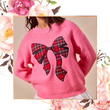 Load image into Gallery viewer, Christmas Plaid Bow Sweater