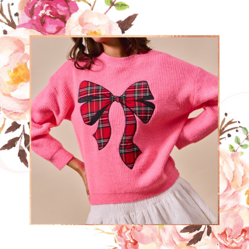 Christmas Plaid Bow Sweater