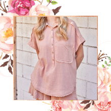 Load image into Gallery viewer, Dusty Rose Cotton Gauze Top