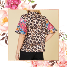 Load image into Gallery viewer, Floral Embroidered Leopard Blouse