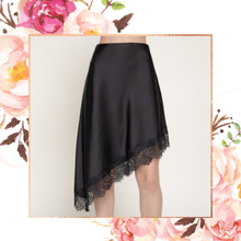 Load image into Gallery viewer, Asymmetrical Lace Trim Midi Skirt
