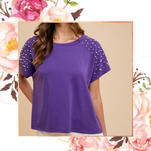 Purple Pearl Embellished Tee