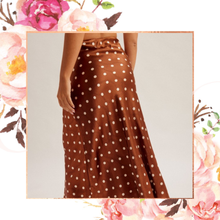 Load image into Gallery viewer, Polka Dot Satin Midi Skirt