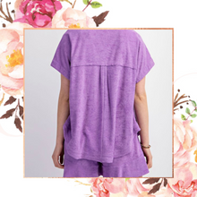 Load image into Gallery viewer, Purple Terrycloth Polo Top