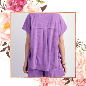 Purple Terrycloth Polo Top