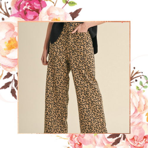 Leopard Print Wide Leg Trousers