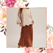 Load image into Gallery viewer, Polka Dot Satin Midi Skirt