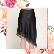 Load image into Gallery viewer, Asymmetrical Lace Trim Midi Skirt