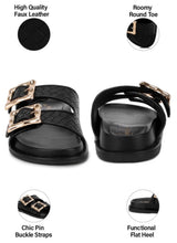 Load image into Gallery viewer, Chunky Woven Double Buckle Sandals
