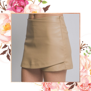 Vegan Leather Wrap Skort