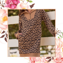 Load image into Gallery viewer, Leopard Jacquard Zippered Collar Dress