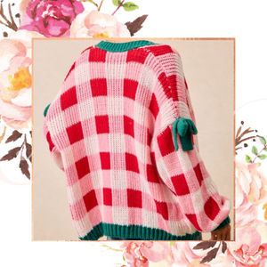 Plaid Christmas Cardi with Bow Sleeves