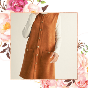 Button Down Suede Shift Dress