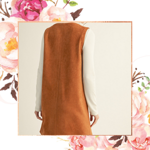 Button Down Suede Shift Dress