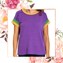 Load image into Gallery viewer, Mardi Gras Ribbed Round Neck Top